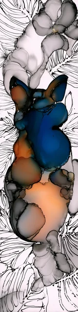 Free abstract cat art bookmarks featuring blue and brown abstract cat art